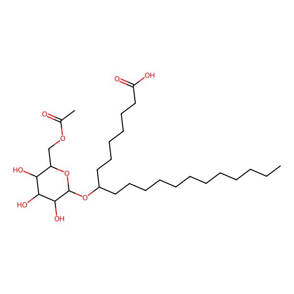 2D Structure of (8S)-8-[(2R,3R,4S,5S,6R)-6-(acetyloxymethyl)-3,4,5-trihydroxyoxan-2-yl]oxyicosanoic acid