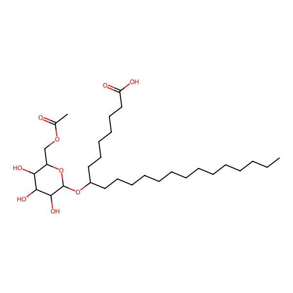 2D Structure of (8S)-8-[(2R,3R,4S,5S,6R)-6-(acetyloxymethyl)-3,4,5-trihydroxyoxan-2-yl]oxydocosanoic acid