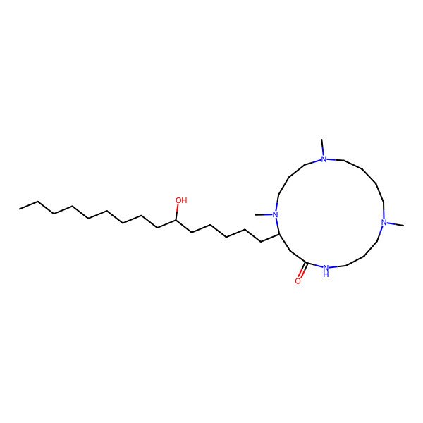 2D Structure of (8S)-8-[(6S)-6-hydroxypentadecyl]-1,9,13-trimethyl-1,5,9,13-tetrazacycloheptadecan-6-one