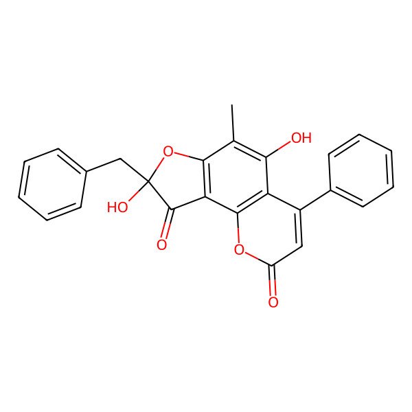 2D Structure of (8S)-8-benzyl-5,8-dihydroxy-6-methyl-4-phenylfuro[2,3-h]chromene-2,9-dione