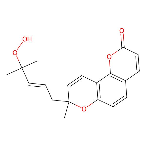 2D Structure of (8S)-8-[(E)-4-hydroperoxy-4-methylpent-2-enyl]-8-methylpyrano[2,3-f]chromen-2-one