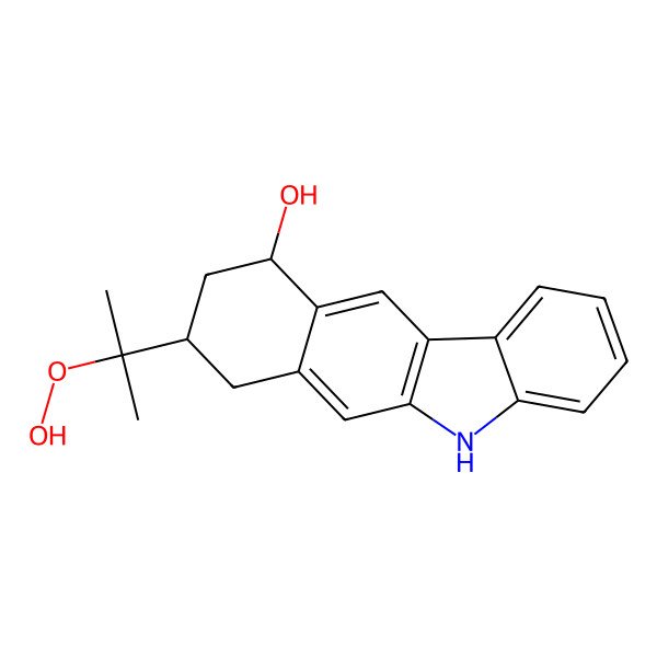 2D Structure of (8S,10S)-8-(2-hydroperoxypropan-2-yl)-7,8,9,10-tetrahydro-5H-benzo[b]carbazol-10-ol