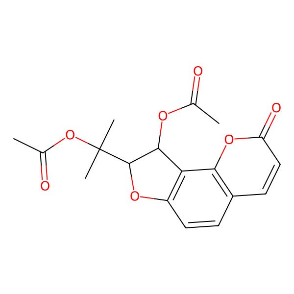 2D Structure of [(8S,9R)-8-(2-acetyloxypropan-2-yl)-2-oxo-8,9-dihydrofuro[2,3-h]chromen-9-yl] acetate