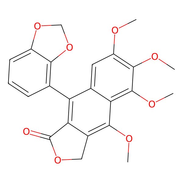 2D Structure of 9-(1,3-benzodioxol-4-yl)-4,5,6,7-tetramethoxy-3H-benzo[f][2]benzofuran-1-one