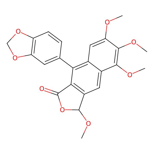 2D Structure of 9-(1,3-benzodioxol-5-yl)-3,5,6,7-tetramethoxy-3H-benzo[f][2]benzofuran-1-one