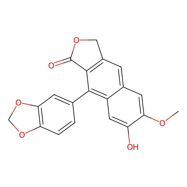 2D Structure of 9-(1,3-benzodioxol-5-yl)-7-hydroxy-6-methoxy-3H-benzo[f][2]benzofuran-1-one