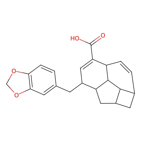 2D Structure of 9-(1,3-Benzodioxol-5-ylmethyl)tetracyclo[8.2.1.03,12.06,11]trideca-4,7-diene-7-carboxylic acid