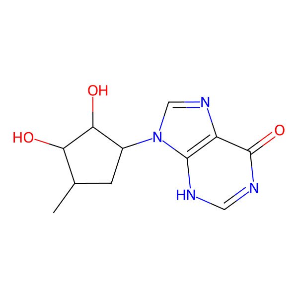2D Structure of 9-[(1R,2S,3R,4S)-2,3-dihydroxy-4-methylcyclopentyl]-3H-purin-6-one