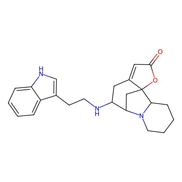 2D Structure of 9-[2-(1H-indol-3-yl)ethylamino]-14-oxa-7-azatetracyclo[6.6.1.01,11.02,7]pentadec-11-en-13-one