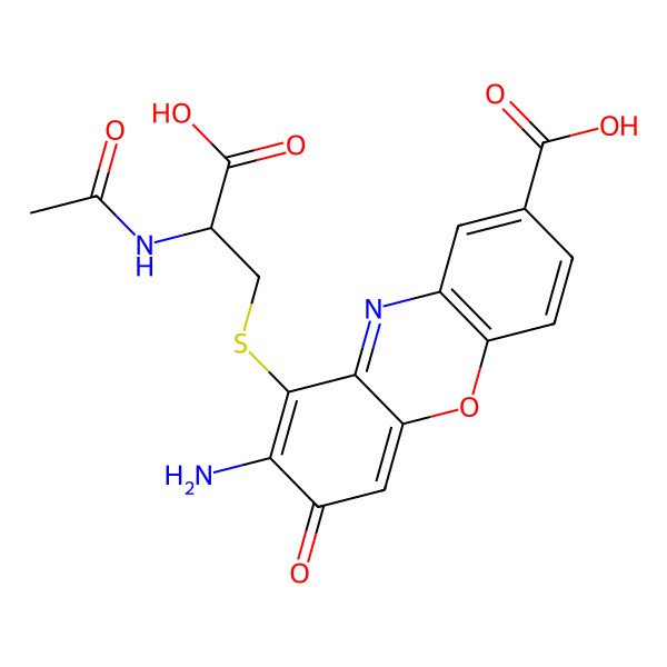2D Structure of 9-(2-Acetamido-2-carboxyethyl)sulfanyl-8-amino-7-oxophenoxazine-2-carboxylic acid