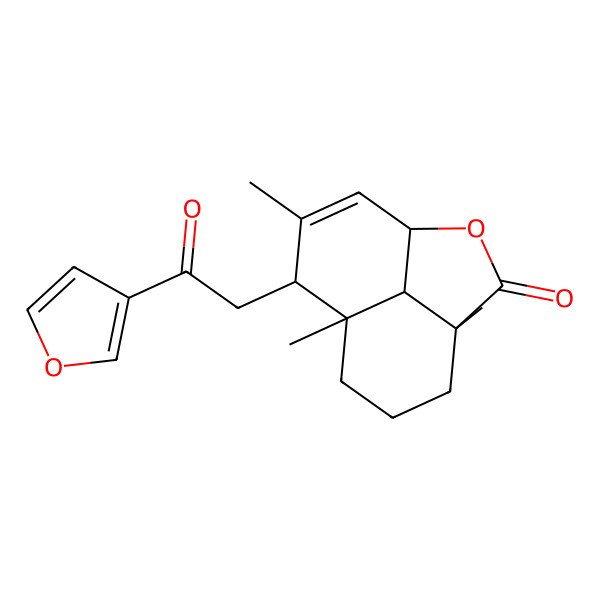 2D Structure of 9-[2-(Furan-3-yl)-2-oxoethyl]-4,8,10-trimethyl-2-oxatricyclo[6.3.1.04,12]dodec-10-en-3-one