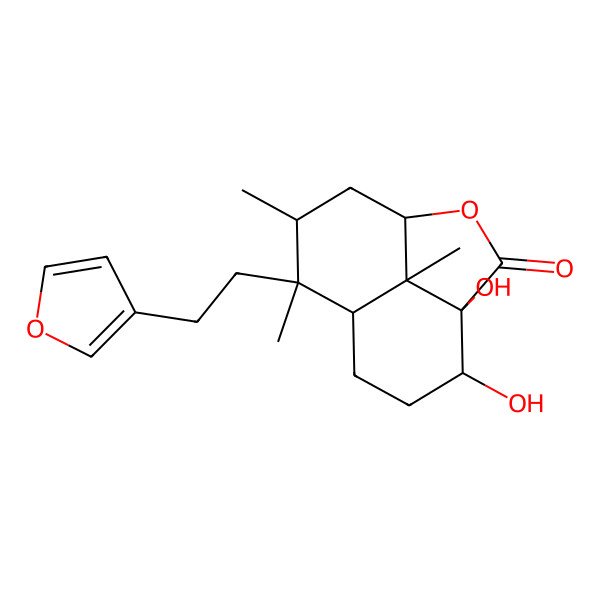 2D Structure of 9-[2-(Furan-3-yl)ethyl]-4,5-dihydroxy-9,10,12-trimethyl-2-oxatricyclo[6.3.1.04,12]dodecan-3-one