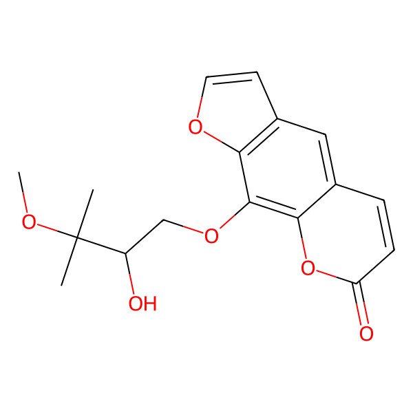 2D Structure of 9-(2-Hydroxy-3-methoxy-3-methylbutoxy)furo[3,2-g]chromen-7-one