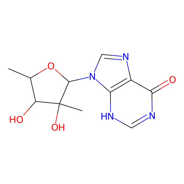 2D Structure of 9-[(2R,3R,4R,5R)-3,4-dihydroxy-3,5-dimethyloxolan-2-yl]-3H-purin-6-one