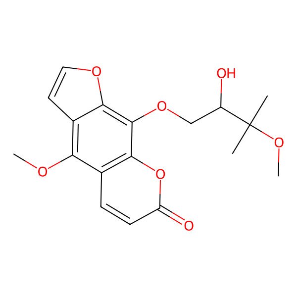 2D Structure of 9-[(2S)-2-hydroxy-3-methoxy-3-methylbutoxy]-4-methoxyfuro[3,2-g]chromen-7-one