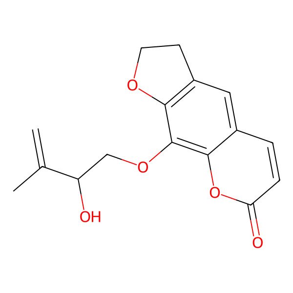 2D Structure of 9-[(2S)-2-hydroxy-3-methylbut-3-enoxy]-2,3-dihydrofuro[3,2-g]chromen-7-one