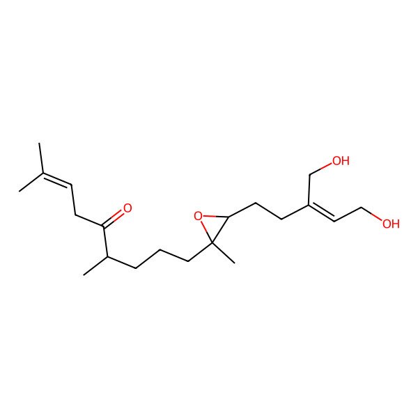 2D Structure of 9-[3-[5-Hydroxy-3-(hydroxymethyl)pent-3-enyl]-2-methyloxiran-2-yl]-2,6-dimethylnon-2-en-5-one