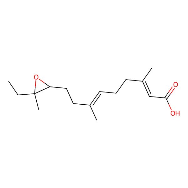 2D Structure of 9-(3-Ethyl-3-methyloxiran-2-yl)-3,7-dimethylnona-2,6-dienoic acid