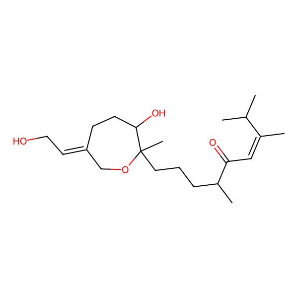 2D Structure of 9-[3-Hydroxy-6-(2-hydroxyethylidene)-2-methyloxepan-2-yl]-2,3,6-trimethylnon-3-en-5-one