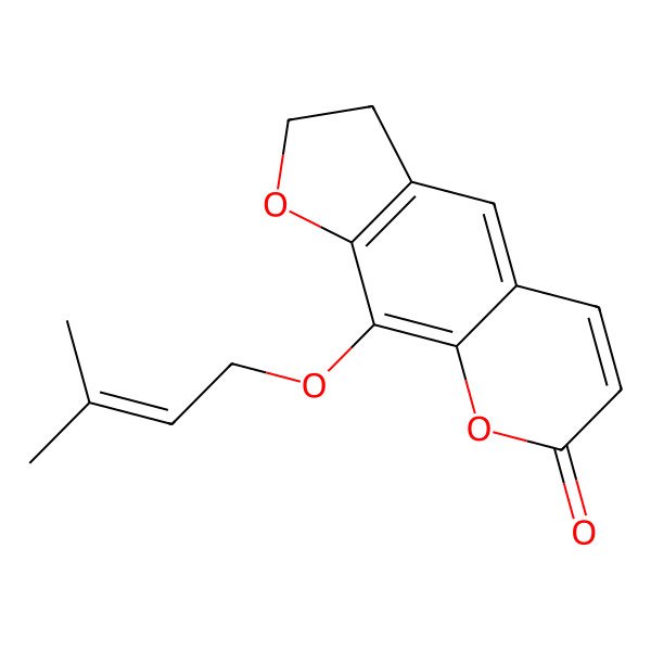 2D Structure of 9-(3-Methylbut-2-enoxy)-2,3-dihydrofuro[3,2-g]chromen-7-one