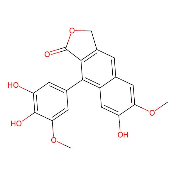2D Structure of 9-(3,4-dihydroxy-5-methoxyphenyl)-7-hydroxy-6-methoxy-3H-benzo[f][2]benzofuran-1-one