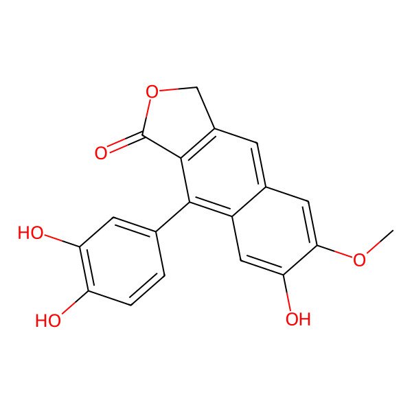 2D Structure of 9-(3,4-dihydroxyphenyl)-7-hydroxy-6-methoxy-3H-benzo[f][2]benzofuran-1-one