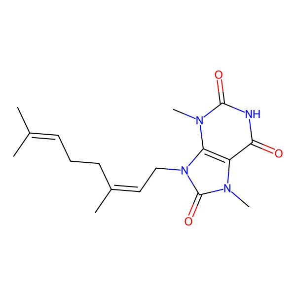 2D Structure of 9-(3,7-Dimethylocta-2,6-dienyl)-3,7-dimethylpurine-2,6,8-trione