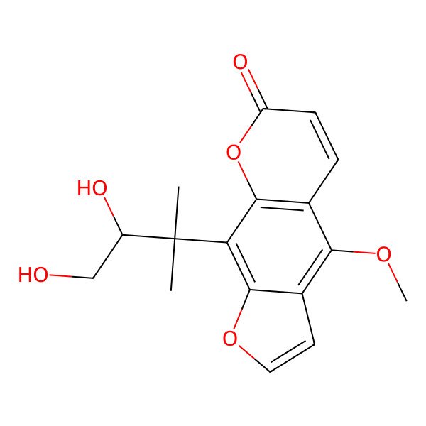 2D Structure of 9-[(3R)-3,4-dihydroxy-2-methylbutan-2-yl]-4-methoxyfuro[3,2-g]chromen-7-one