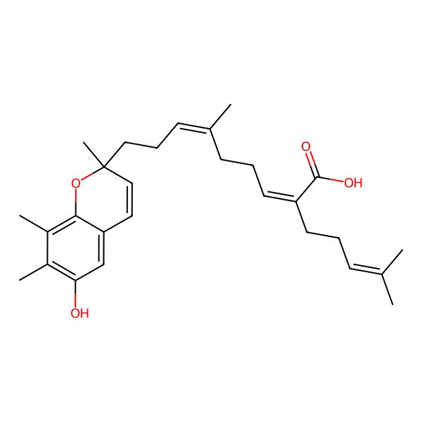 2D Structure of 9-(6-Hydroxy-2,7,8-trimethylchromen-2-yl)-6-methyl-2-(4-methylpent-3-enyl)nona-2,6-dienoic acid