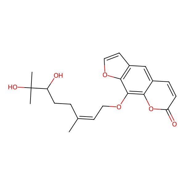 2D Structure of 9-(6,7-Dihydroxy-3,7-dimethyloct-2-enoxy)furo[3,2-g]chromen-7-one