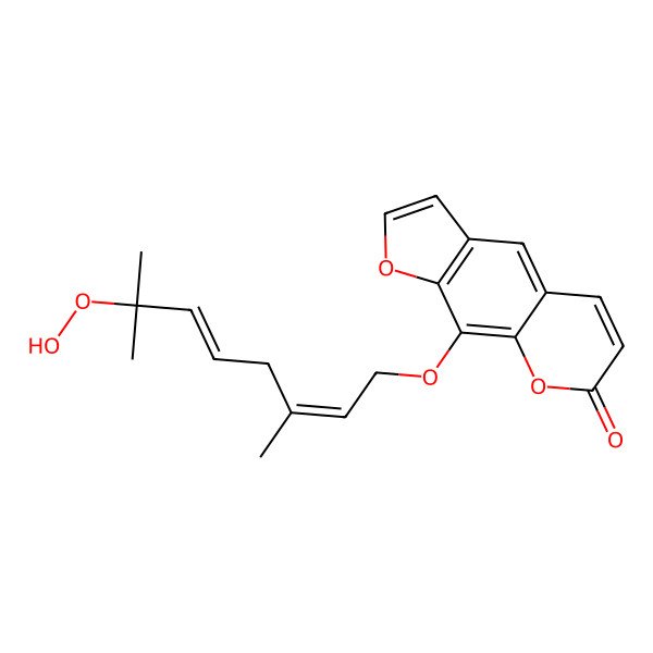 2D Structure of 9-(7-Hydroperoxy-3,7-dimethylocta-2,5-dienoxy)furo[3,2-g]chromen-7-one