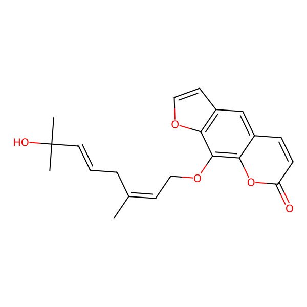 2D Structure of 9-((7-Hydroxy-3,7-dimethylocta-2,5-dien-1-yl)oxy)-7H-furo[3,2-g]chromen-7-one