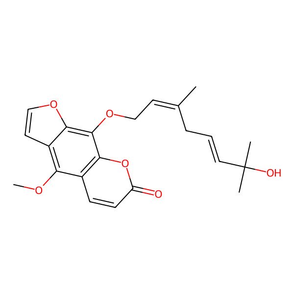 2D Structure of 9-(7-Hydroxy-3,7-dimethylocta-2,5-dienoxy)-4-methoxyfuro[3,2-g]chromen-7-one