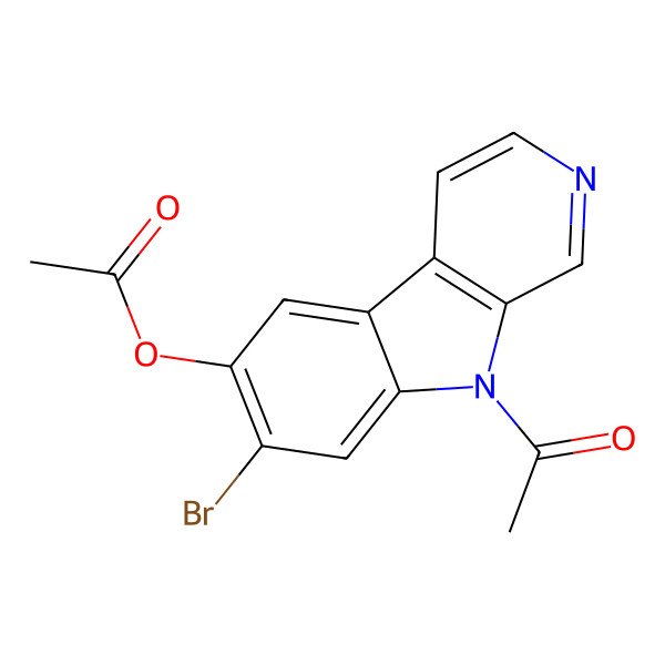 2D Structure of (9-Acetyl-7-bromopyrido[3,4-b]indol-6-yl) acetate