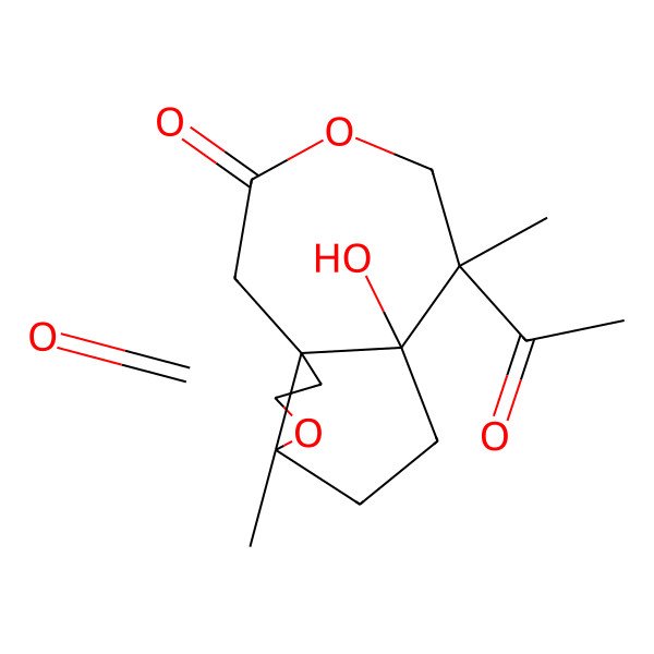 2D Structure of 9-Acetyl-8-hydroxy-5,9-dimethyl-4,11-dioxatricyclo[6.5.0.01,5]tridecane-3,12-dione