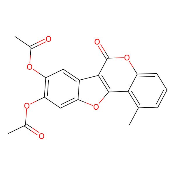 2D Structure of (9-Acetyloxy-1-methyl-6-oxo-[1]benzofuro[3,2-c]chromen-8-yl) acetate