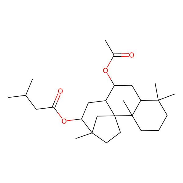 2D Structure of (9-Acetyloxy-2,6,6,13-tetramethyl-12-tetracyclo[11.2.1.01,10.02,7]hexadecanyl) 3-methylbutanoate