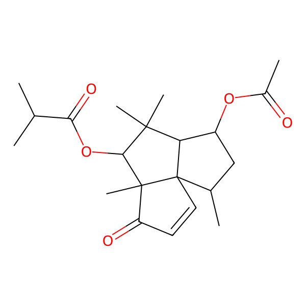 2D Structure of (9-Acetyloxy-5,7,7,11-tetramethyl-4-oxo-6-tricyclo[6.3.0.01,5]undec-2-enyl) 2-methylpropanoate