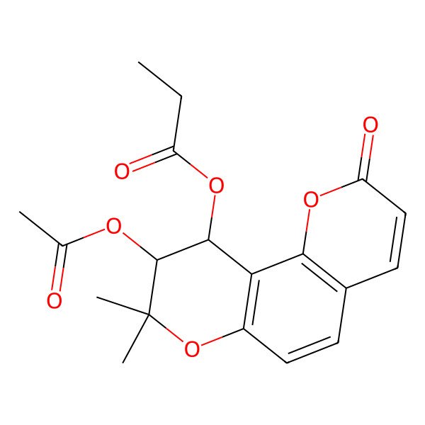 2D Structure of (9-Acetyloxy-8,8-dimethyl-2-oxo-9,10-dihydropyrano[2,3-f]chromen-10-yl) propanoate