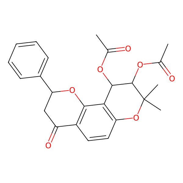 2D Structure of (9-Acetyloxy-8,8-dimethyl-4-oxo-2-phenyl-2,3,9,10-tetrahydropyrano[2,3-f]chromen-10-yl) acetate