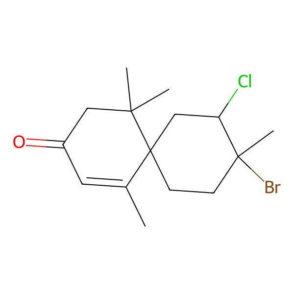 2D Structure of 9-Bromo-10-chloro-1,5,5,9-tetramethylspiro[5.5]undec-1-en-3-one