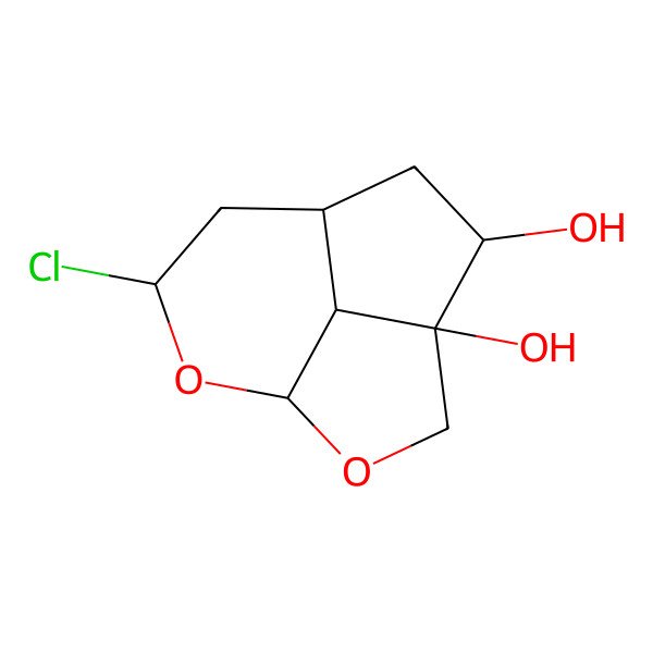 2D Structure of 9-Chloro-2,10-dioxatricyclo[5.3.1.04,11]undecane-4,5-diol