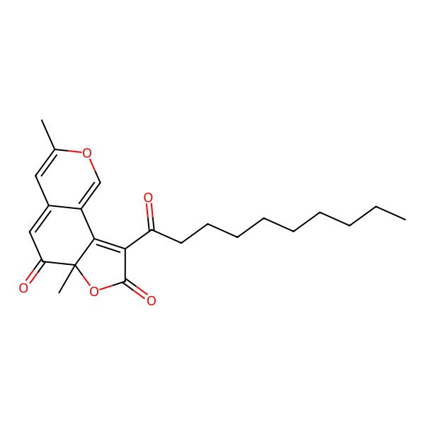 2D Structure of 9-Decanoyl-3,6a-dimethylfuro[2,3-h]isochromene-6,8-dione