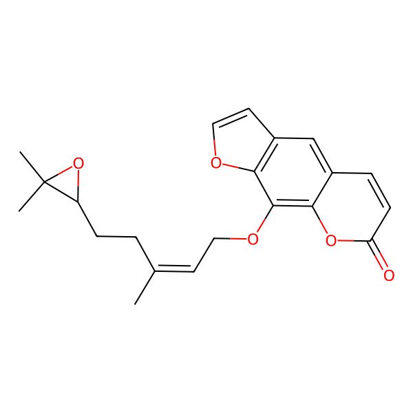 2D Structure of 9-[(E)-5-[(2R)-3,3-dimethyloxiran-2-yl]-3-methylpent-2-enoxy]furo[3,2-g]chromen-7-one