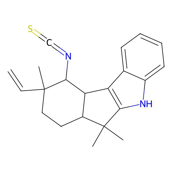 2D Structure of 9-Ethenyl-10-isothiocyanato-6,6,9-trimethyl-5,6a,7,8,10,10a-hexahydroindeno[2,1-b]indole