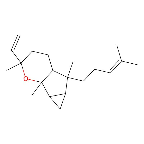 2D Structure of 9-Ethenyl-1,5,9-trimethyl-5-(4-methylpent-3-enyl)-10-oxatricyclo[4.4.0.02,4]decane