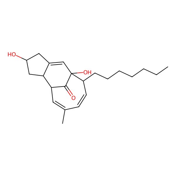 2D Structure of 9-Heptyl-4,8-dihydroxy-12-methyltricyclo[6.5.1.02,6]tetradeca-6,10,12-trien-14-one