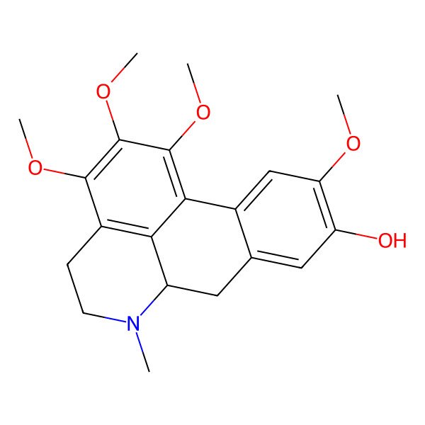 2D Structure of 9-Hydroxy-1,2,3,10-tetramethoxyaporphine