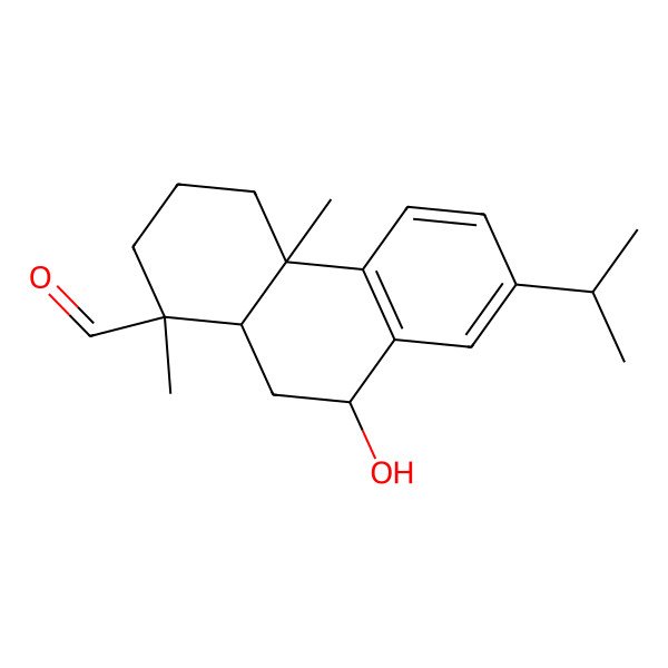 2D Structure of 9-Hydroxy-1,4a-dimethyl-7-propan-2-yl-2,3,4,9,10,10a-hexahydrophenanthrene-1-carbaldehyde