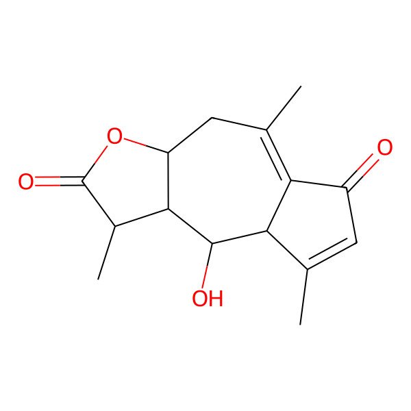 2D Structure of 9-Hydroxy-1,5,8-trimethyl-1,3a,4,8a,9,9a-hexahydroazuleno[6,5-b]furan-2,6-dione